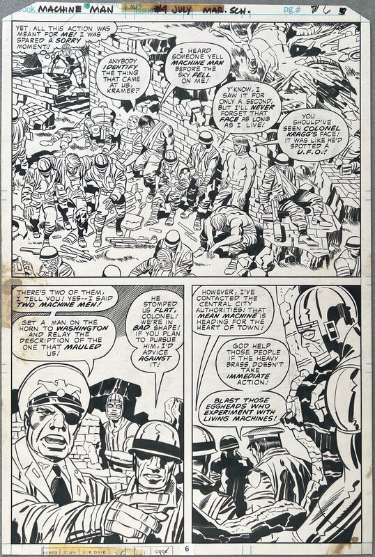 En vente - Jack Kirby, Mike Royer, Machine Man # 4 page 6 - Planche originale