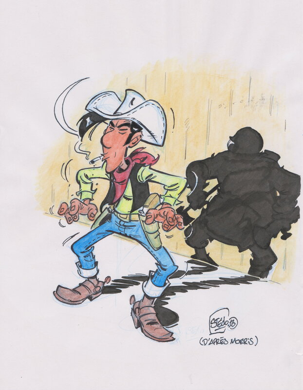 Stéphane Dauvin, Stédo, Lucky Luke & Le pompier - Original Illustration