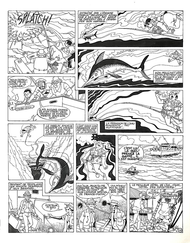 En vente - Jean Ache, PAT'APOUF ET LE MARLIN - Planche originale