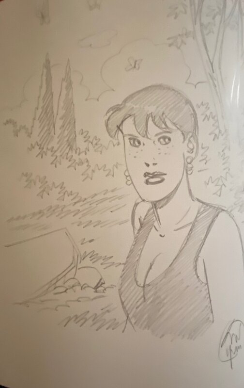 André Taymans, illustration originale, portrait de Caroline Baldwin, 