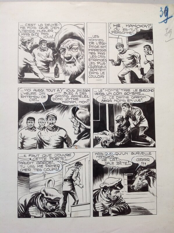 En vente - Fergal, Gallieni Ferri, Atelier Chott, Fergal (Gallieno Ferri Atelier Chott) Thunder Jack Planche Originale 39 Larsen Wally Encre de Chine petit format RANCHO Bd 1955 - Planche originale