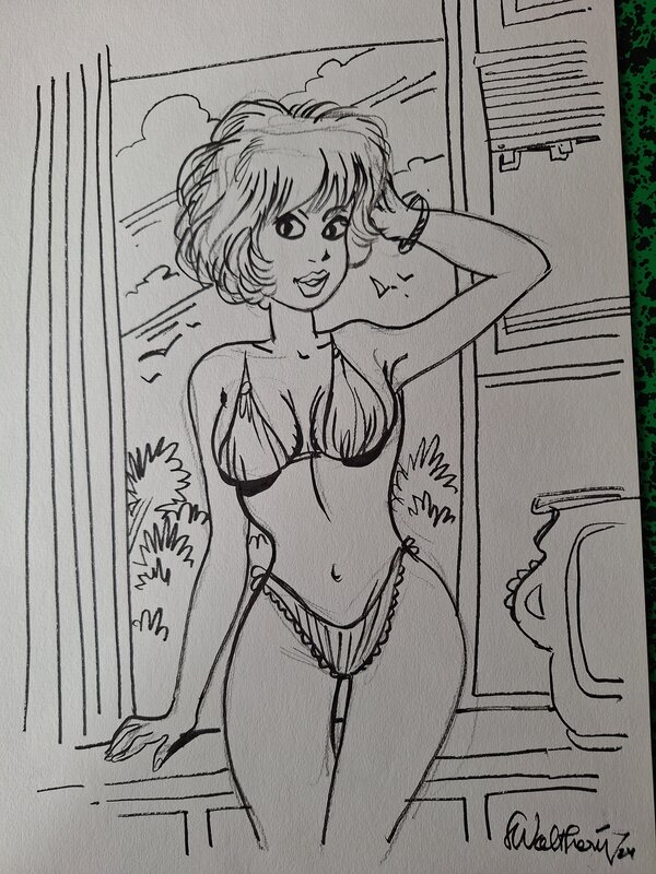 En vente - Natacha fenetre par François Walthéry - Illustration originale