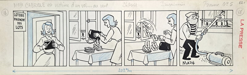 Mary, Jean Blondeau, Mlle Cabriole est victime d'un vol... au vent - Planche originale