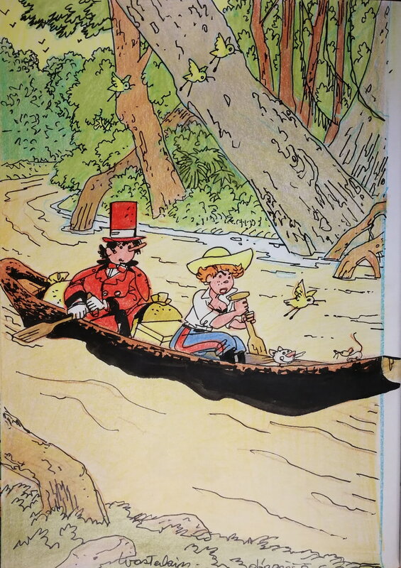 Marc Wasterlain, Parodie Hergéenne - L'Oreille cassée - Illustration originale