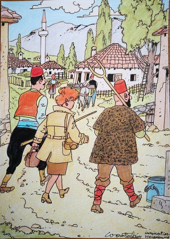 Marc Wasterlain, Parodie Hergéenne - Le Sceptre d'Ottokar - Illustration originale