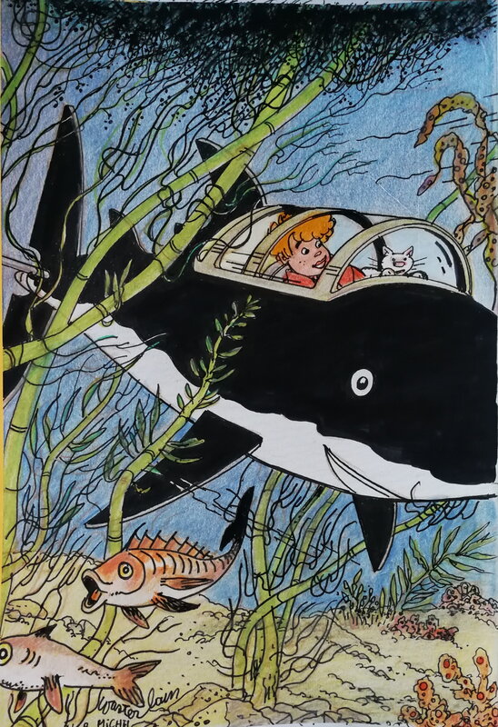 Marc Wasterlain, Parodie Hergéenne - Le trésor de Rackham le Rouge - Original Illustration
