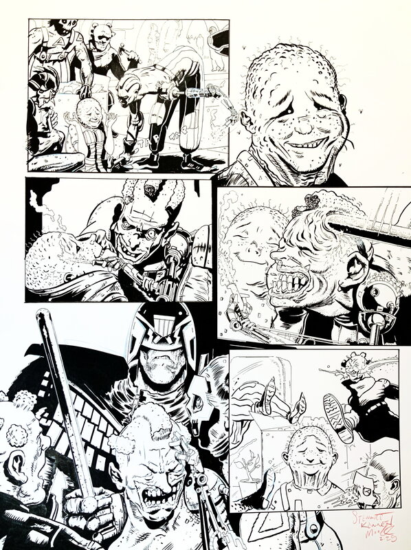 En vente - Stewart Kenneth Moore, JUDGE DREDD: The UNREALISTS, Page 3 original Inks. - Planche originale