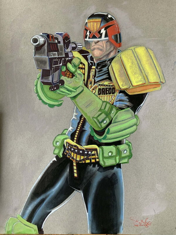 Stewart Kenneth Moore, Comic Accurate Judge Dredd Adopts Film Posture - Original art