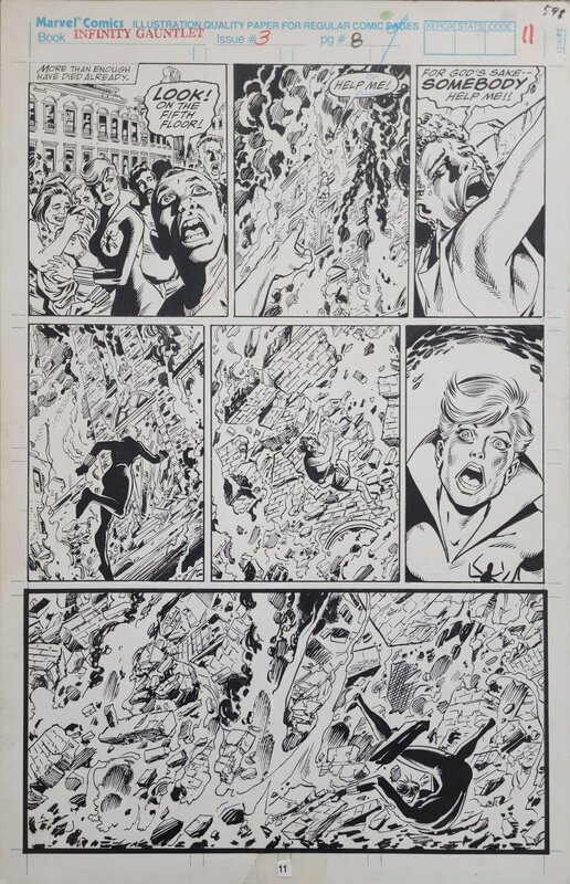 George Perez, Joe Rubinstein, The Infinity Gauntlet #3 Page 8 - Comic Strip