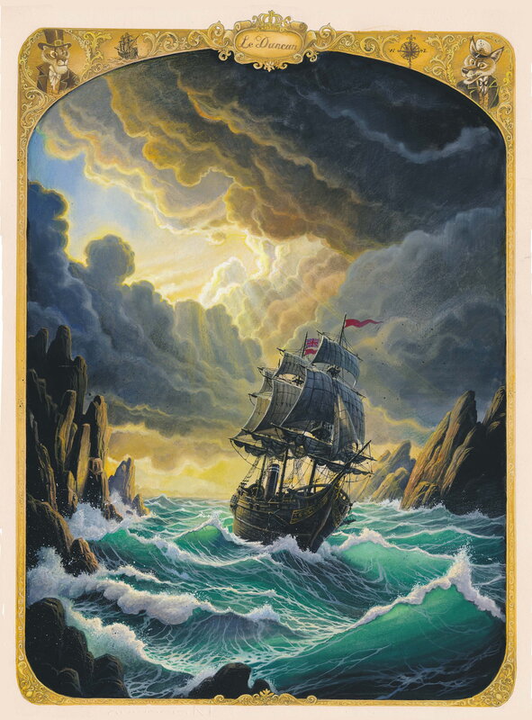 Alexis Nesme, Le Duncan sur mer houleuse - Les enfants du Capitaine Grant - Illustration originale