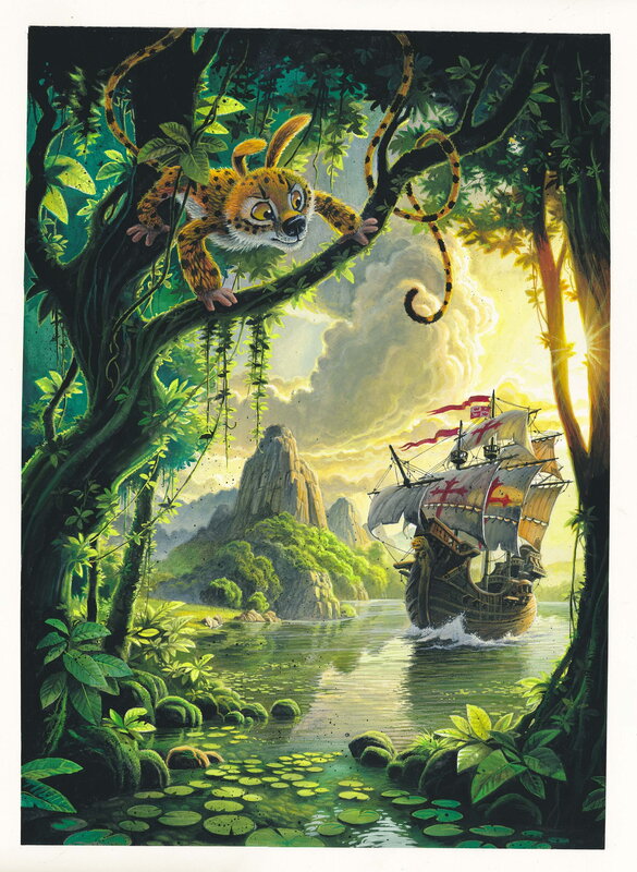 Alexis Nesme, Le Marsupilami et le galion espagnol - Illustration originale