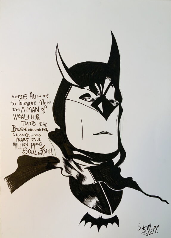 Stewart Kenneth Moore, ‘I’m a Man of Wealth and Taste’ Batman A4 Convention Sketch - Dédicace