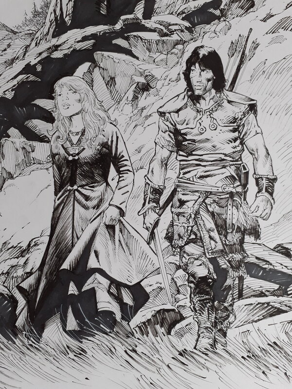 Thorgal et Aaricia par Christophe Bec - Illustration originale
