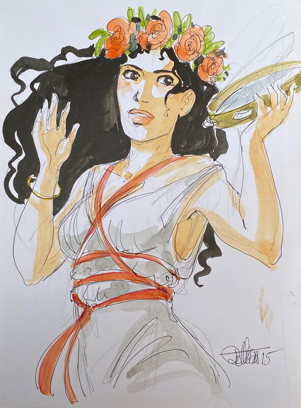 Isabelle Dethan, illustration originale, danseuse romaine, 