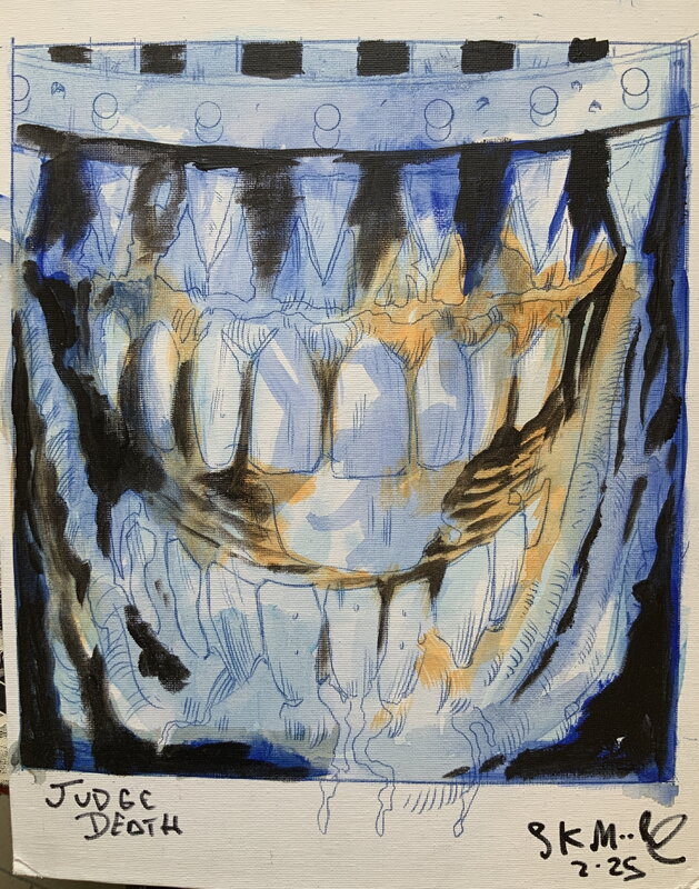 En vente - Stewart Kenneth Moore, Judge Death Unfinished Prelim - Planche originale
