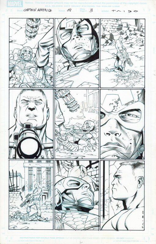 En vente - Carlos Pacheco, Planche originale 3 de l’Issue 14 de Captain America - Planche originale