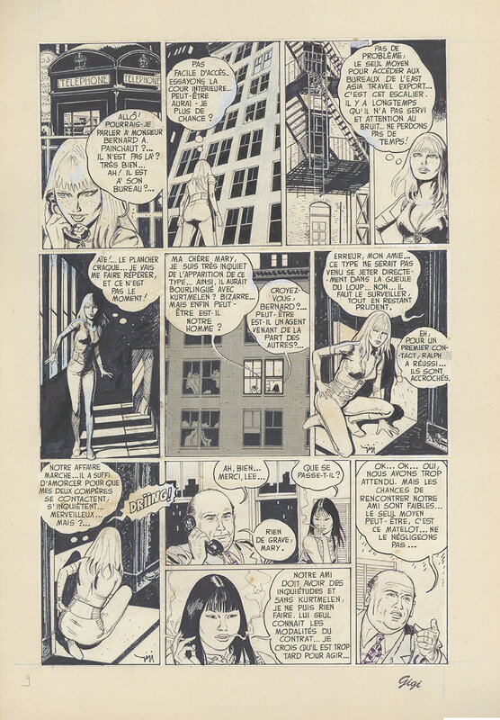 Robert Gigi, Claude Moliterni, Scarlet Dream L'inconnu de Hong Kong - Planche originale