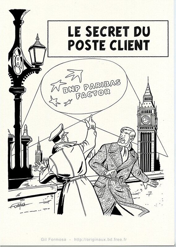 Gil Formosa, Edgar Pierre Jacobs, Blake et MORTIMER Publicité Parisbas - Planche originale