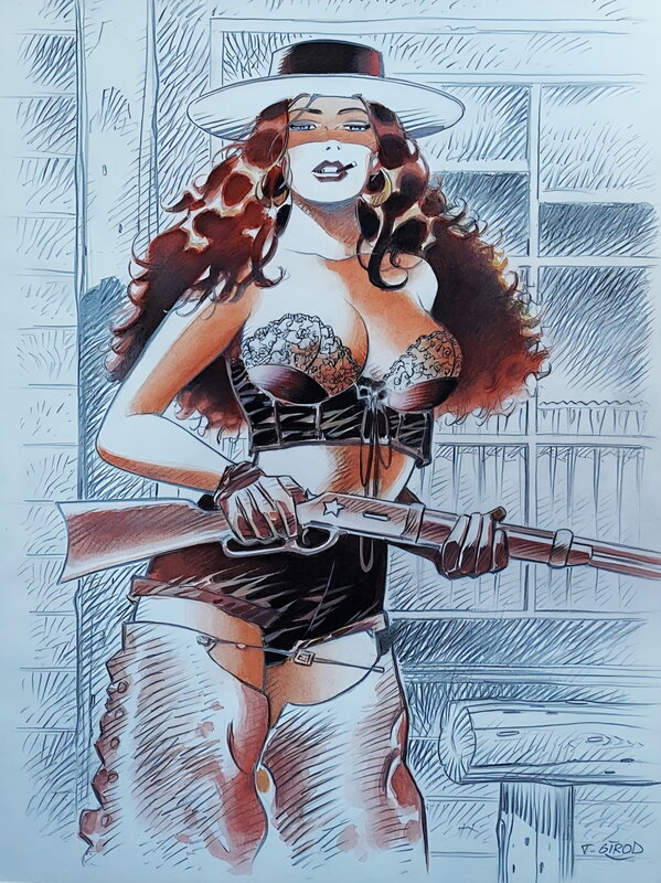 Cow girl by Thierry Girod - Original Illustration