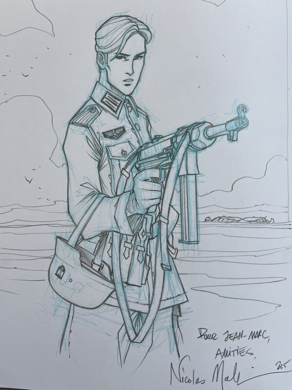 Heinrich et sa MP40 par Nicolas Malfin - Illustration originale