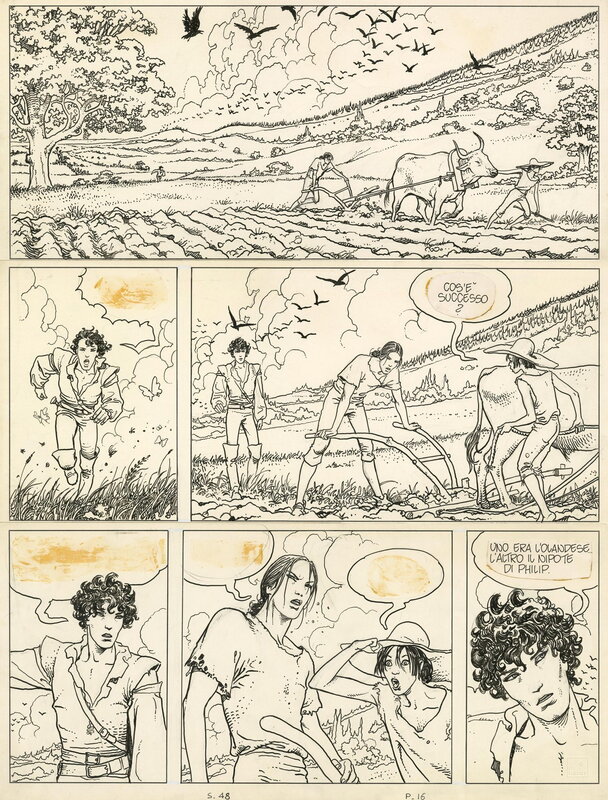 Milo Manara, Hugo Pratt, Un été indien (page 16) - Planche originale