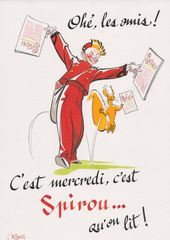 Spirou qu'on lit ! par Al Severin - Illustration originale