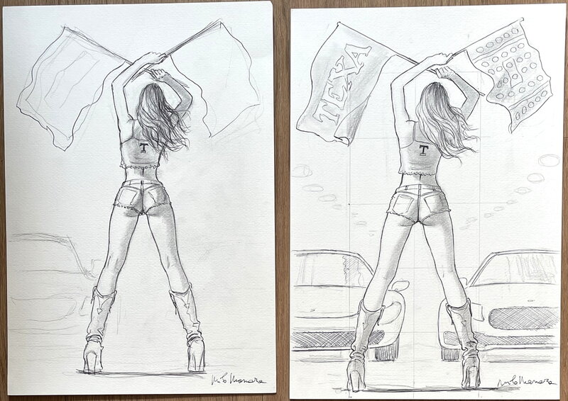 En vente - Manara - 2 x Texa Calendar Design - Illustration originale