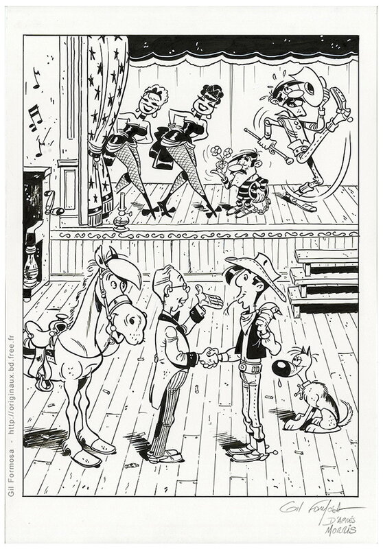 Gil Formosa, Lucky LUKE & MORRIS Saloon - Planche originale