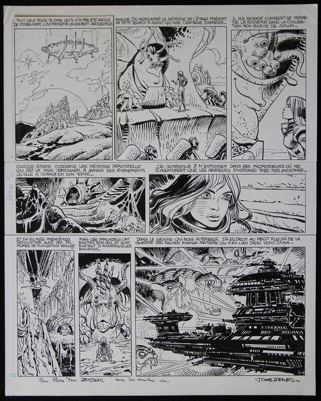 Jean-Claude Mézières, Valérian Métro Châtelet Direction Cassiopée - Planche originale