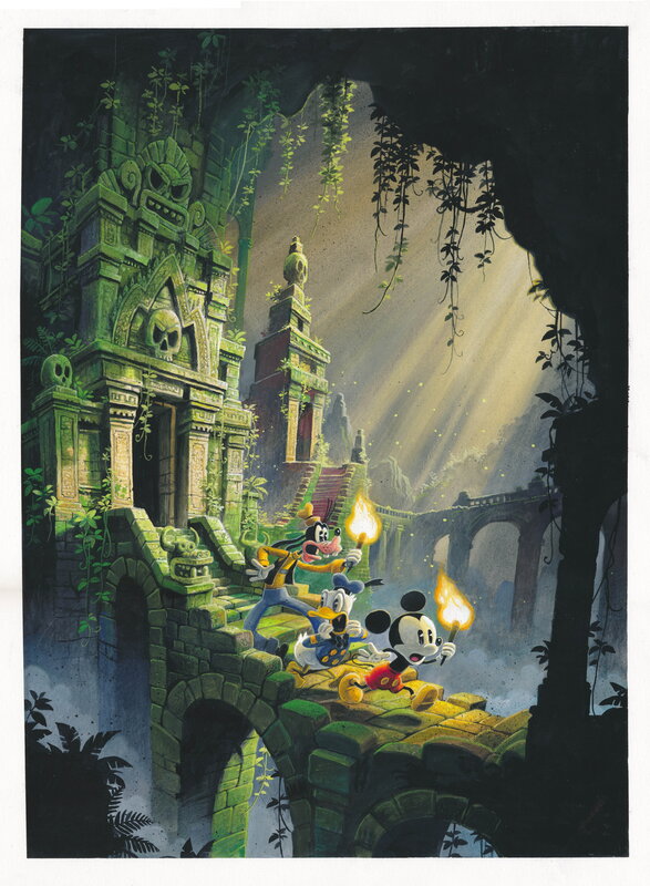 Alexis Nesme, Mickey end the scary temple - Original Illustration
