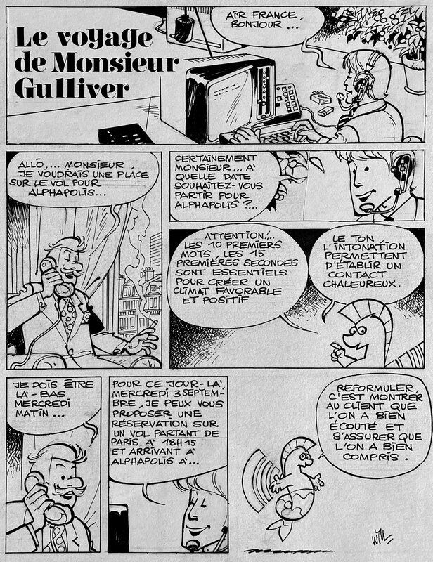 En vente - Will, 1985 - le Voyage de Mr Gulliver - Planche originale