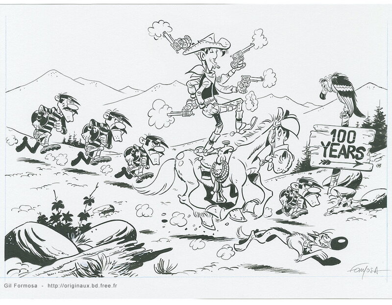 formosa, Morris, René Goscinny, LUCKY LUKE anniversaire des 100 ans - Planche originale