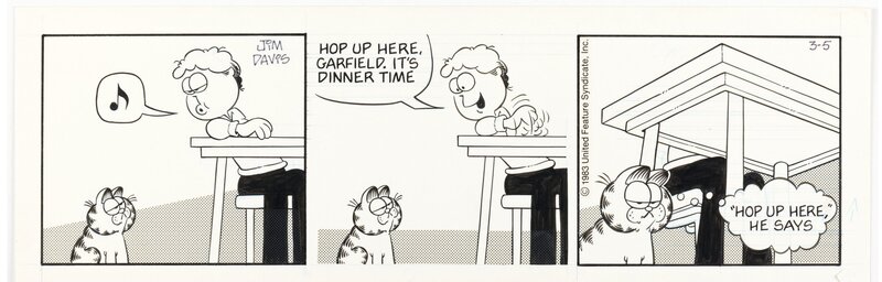 Jim Davis, Garfield daily, March 5 1983 - Planche originale