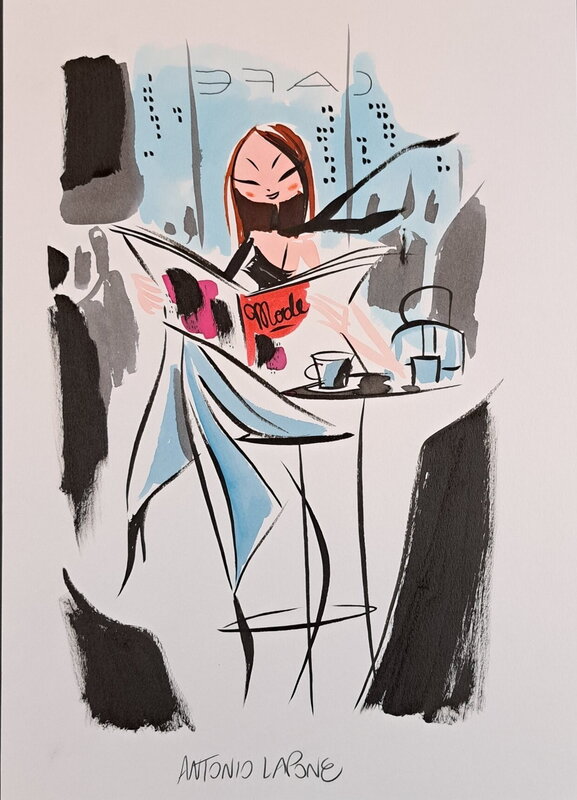 Cafe' de la Mode par Antonio Lapone - Illustration originale