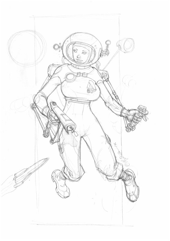Astro girl by Giuseppe Manunta - Original art