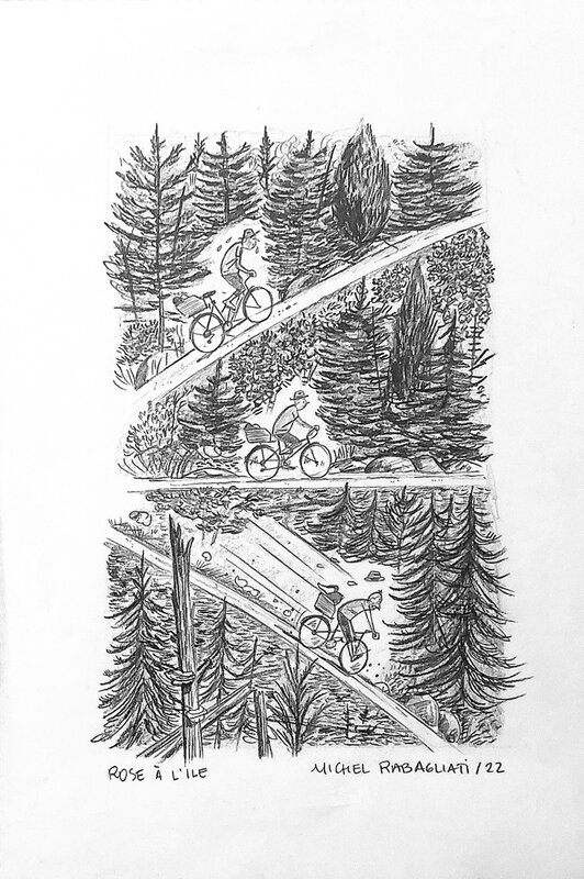Balade à vélo par Michel Rabagliati - Planche originale