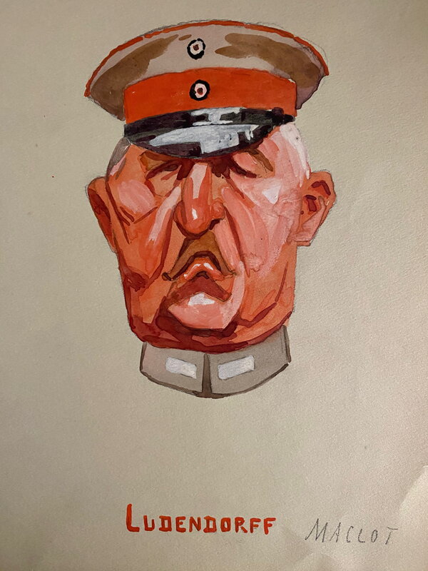Armand Maclot, caricature du Général Ludendorff. - Illustration originale