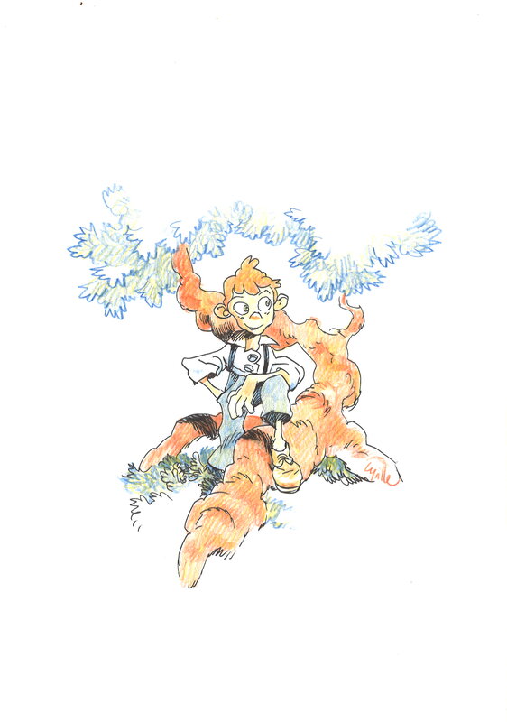 En vente - Cyrille Pomès - Illustration Les enfants de Chatom - Illustration originale