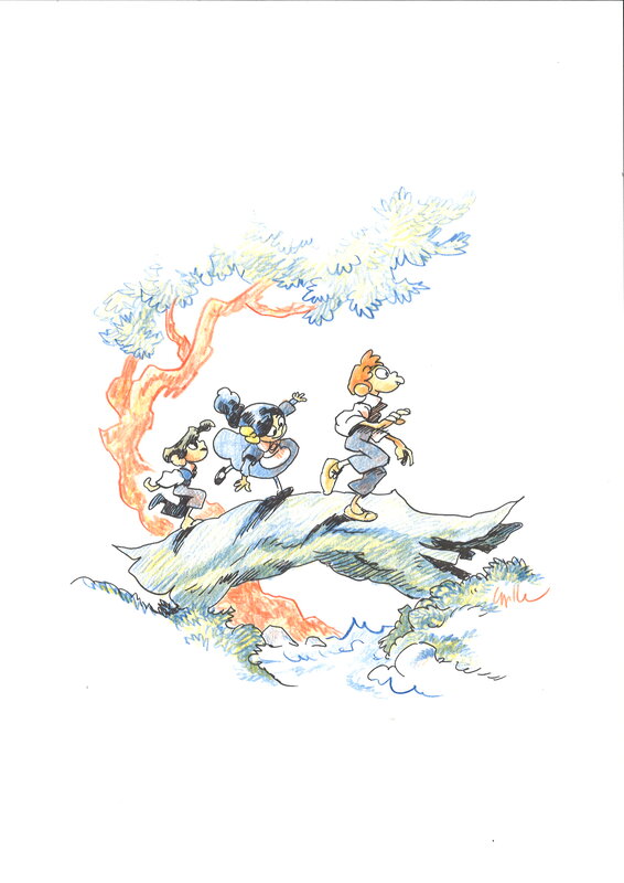 En vente - Cyrille Pomès - Illustration Les enfants de Chatom - Planche originale