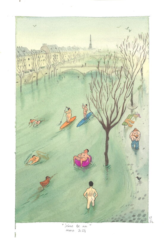 En vente - Lou Zago - Seine de nu - Planche originale