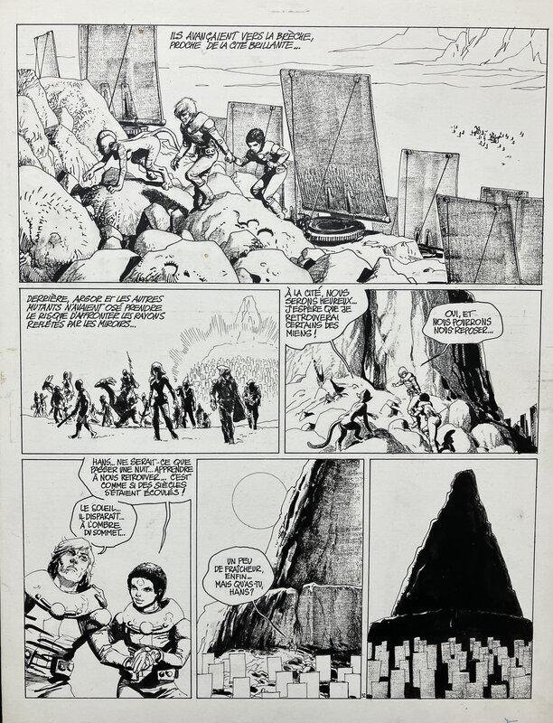 En vente - Grzegorz Rosinski, André-Paul Duchâteau, HANS ET LA CITE BRILLANTE - Planche originale