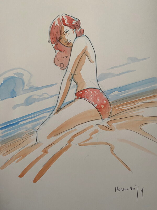 David Morancho, illustration originale, portrait de Sara Lone, Tirage de luxe des tomes 3 & 4,