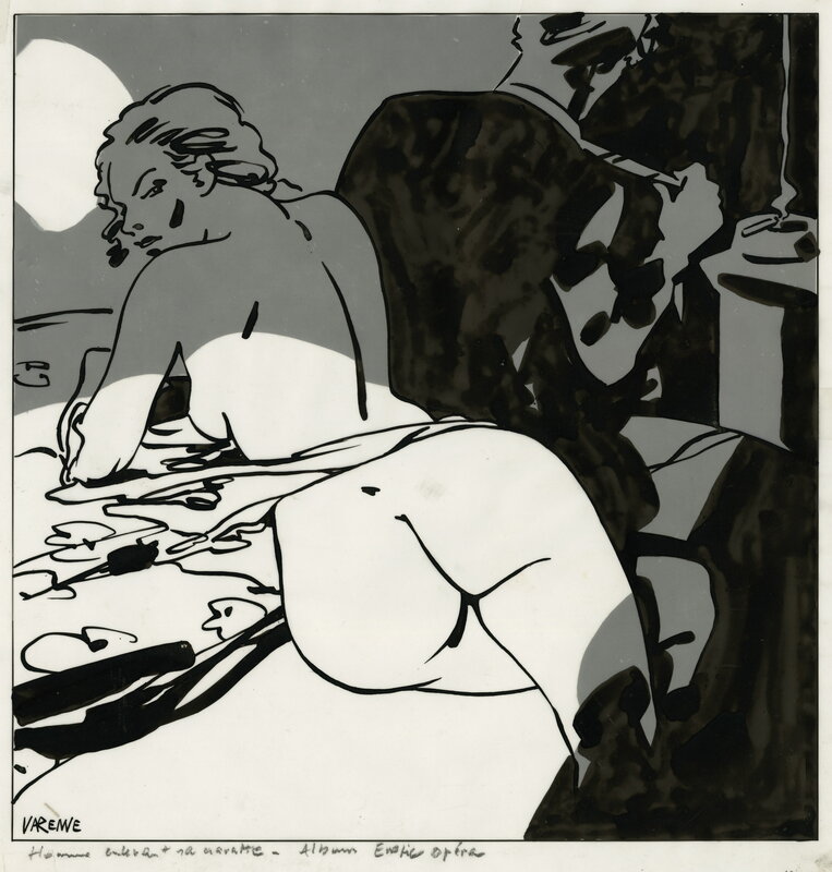 Alex Varenne, Erotic opéra, Homme enlevant sa cravatte - Illustration originale