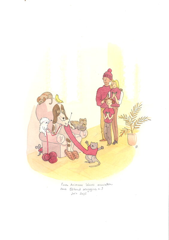 En vente - Lou Zago - Animaux séniors - Illustration originale