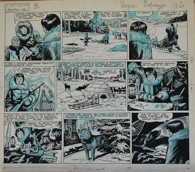 Renato Polese, Il piccolo esquimese  - Parution dans le n°23 de 1951 de Il Vittorioso - Planche originale