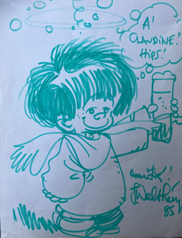 François Walthéry, illustration originale, portrait du P'tit Bout D'Chique. - Illustration originale