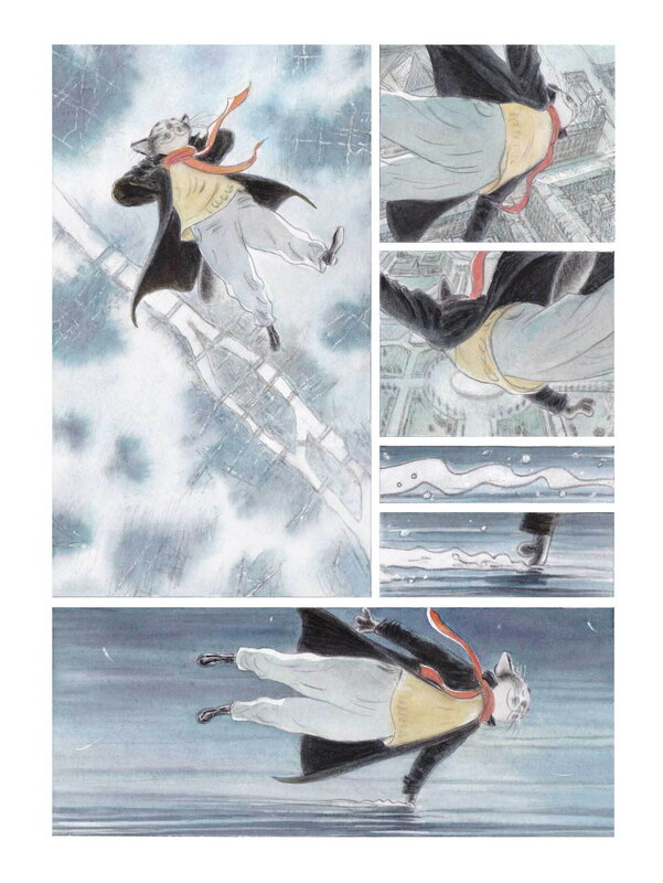 En vente - Andréi Arinouchkine, Le chat-peintre. Planche 44 - Planche originale