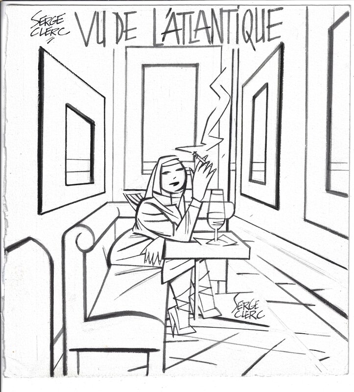 Serge Clerc, 2026  VU DE L’ATLANTIQUE - BAR CHEZ CAMILLE, LA FILLE,  P 81 - - Illustration originale