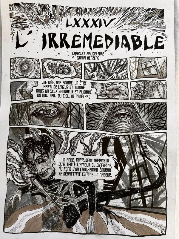 Gama Benzeno, L'irrémédiable - CHARLES BAUDELAIRES, planche originale 1/5 - Illustration originale