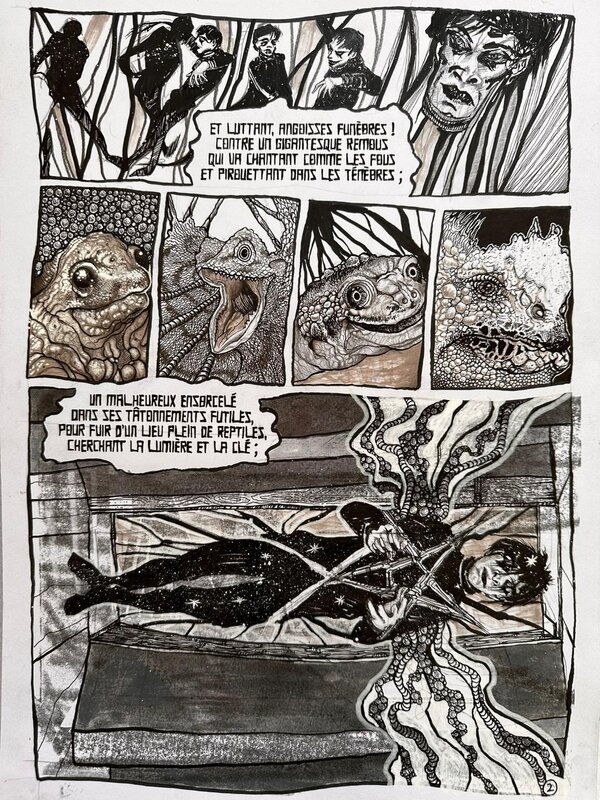 Gama Benzeno, L'irrémédiable - CHARLES BAUDELAIRES, planche originale 2/5 - Original Illustration